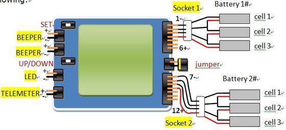 6S 12S LiPO बैटरी सेल वोल्टेज मॉनिटर मॉनिटरिंग सिस्टम कस्टम